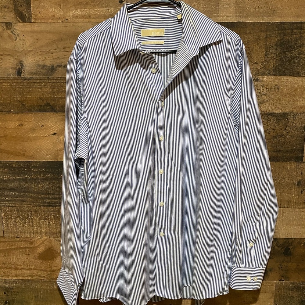 Michael Kors Blue Stripe dress shirt large